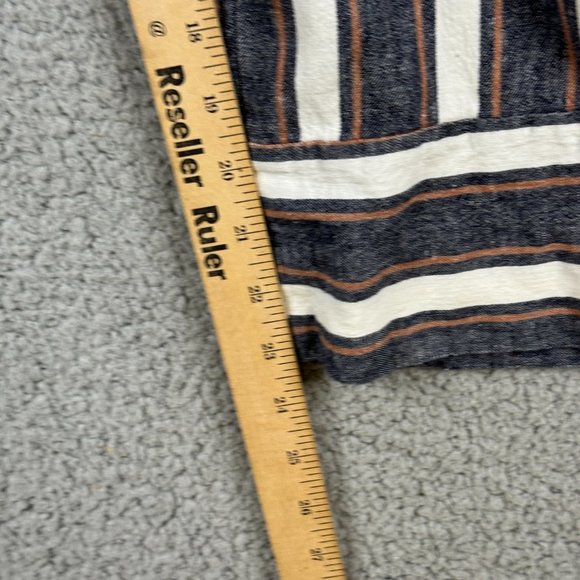 Banana Republic Pants Womens Sz 4 Blake Crop Striped Wide Leg Linen Blend Belted - Picture 7 of 13